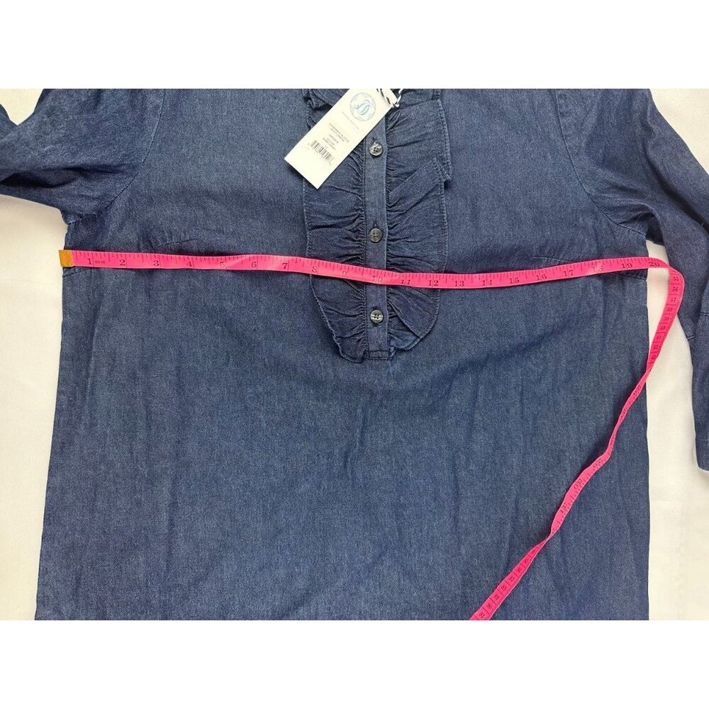 Draper James Indigo Denim Ruffle-Front Mini Dress - Picture 9 of 9